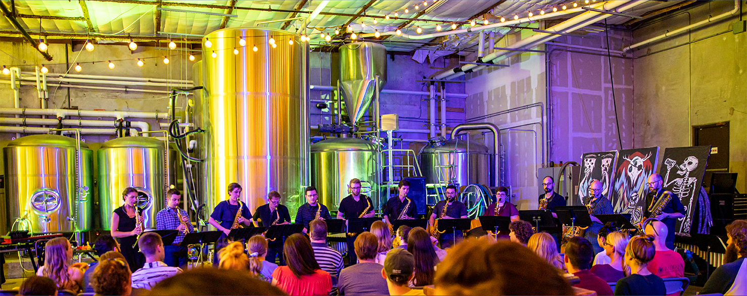 The Austin Saxophone Ensemble performs together for a live audience at 4th Tap Brewery in Austin.