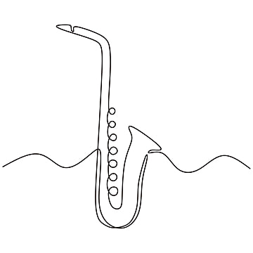 Line drawing of a saxophone